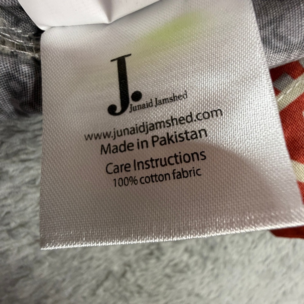 NWT J. Junaid Jamshed Women Grey Cotton Embroidered Kurta Tunic‎ Small - Picture 4 of 16